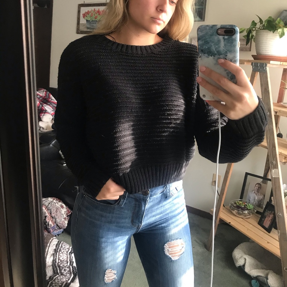 Cropped black sweater